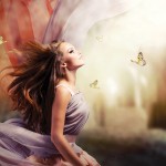 Beautiful Girl in Fantasy Mystical and Magical Spring Garden